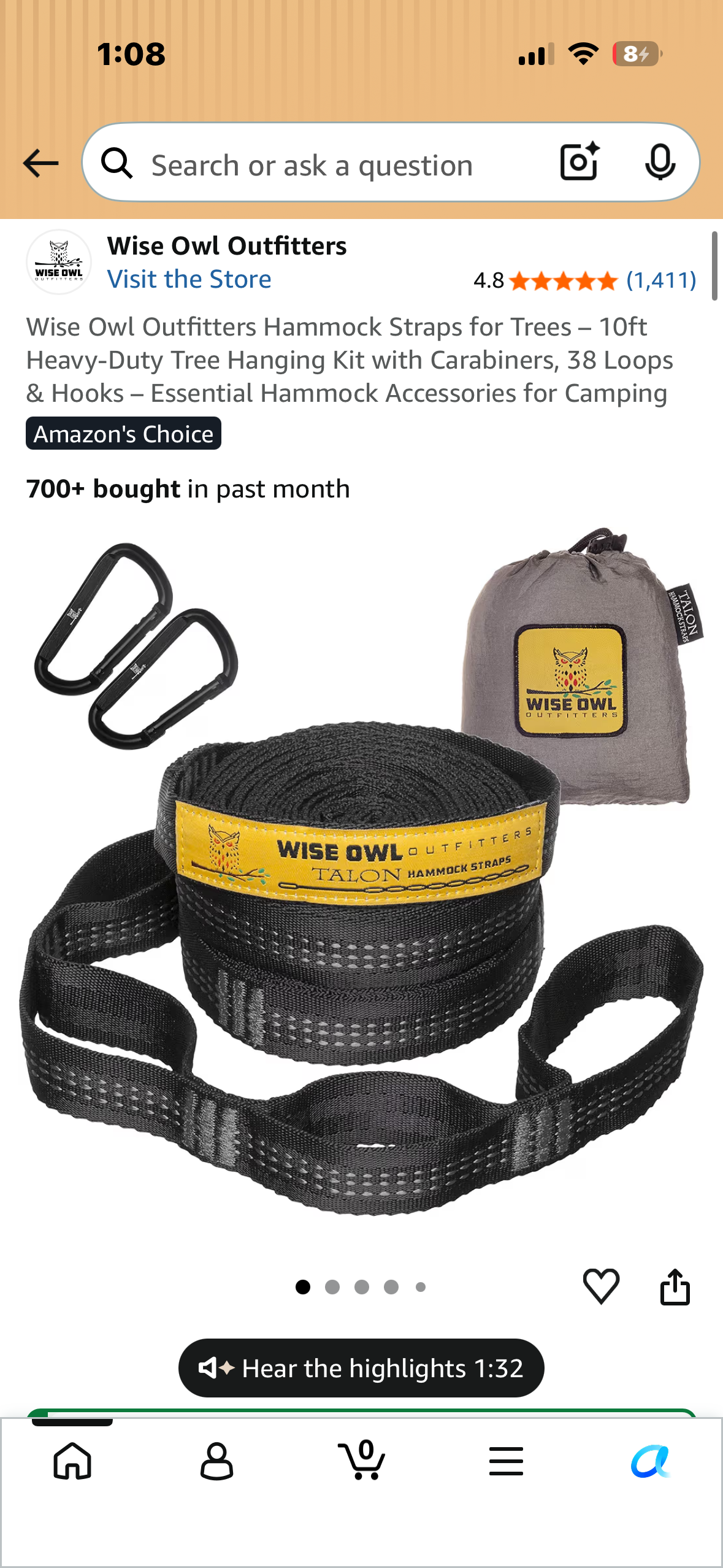 Wise Owl Outfitters Hammock Straps for Trees – 10ft Heavy-Duty Tree Hanging Kit with Carabiners, 38 Loops & Hooks – Essential Hammock Accessories for Camping