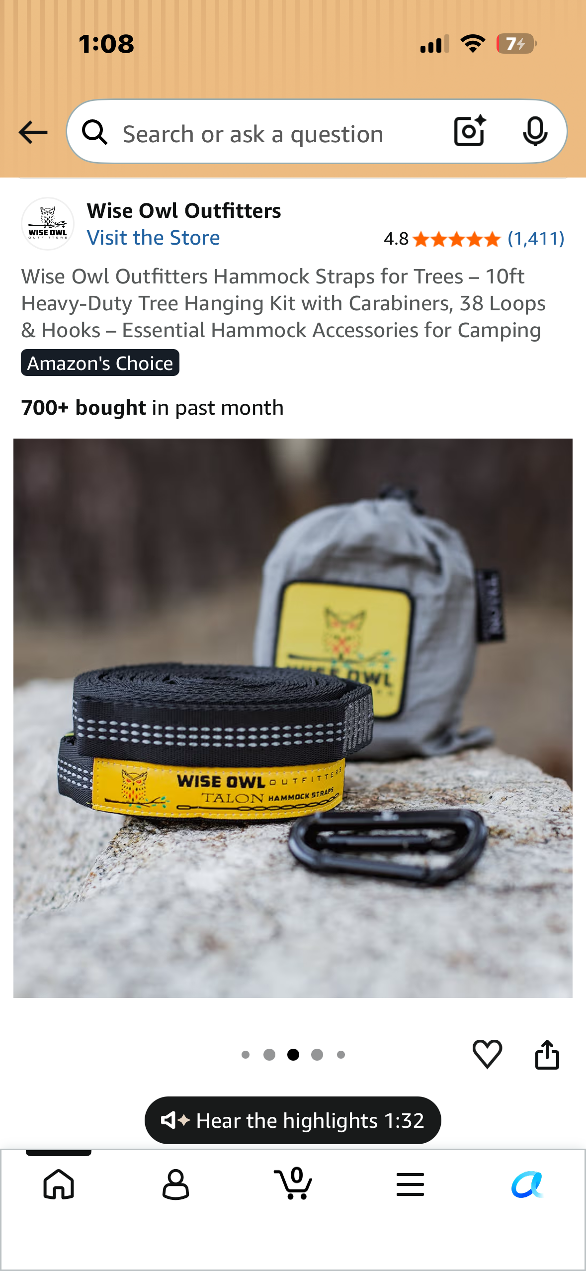 Wise Owl Outfitters Hammock Straps for Trees – 10ft Heavy-Duty Tree Hanging Kit with Carabiners, 38 Loops & Hooks – Essential Hammock Accessories for Camping