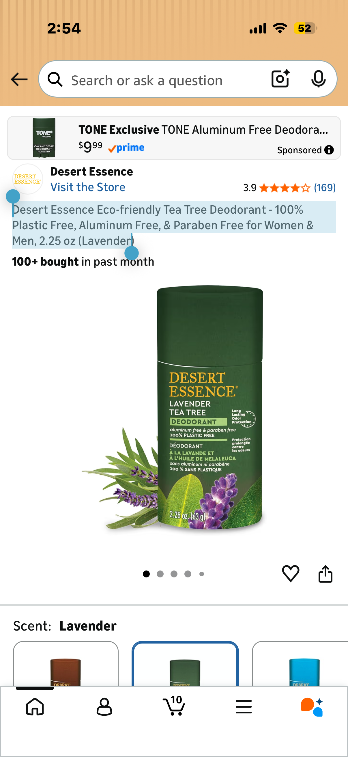 Desert Essence Eco-friendly Tea Tree Deodorant - 100% Plastic Free, Aluminum Free, & Paraben Free for Women & Men, 2.25 oz (Lavender