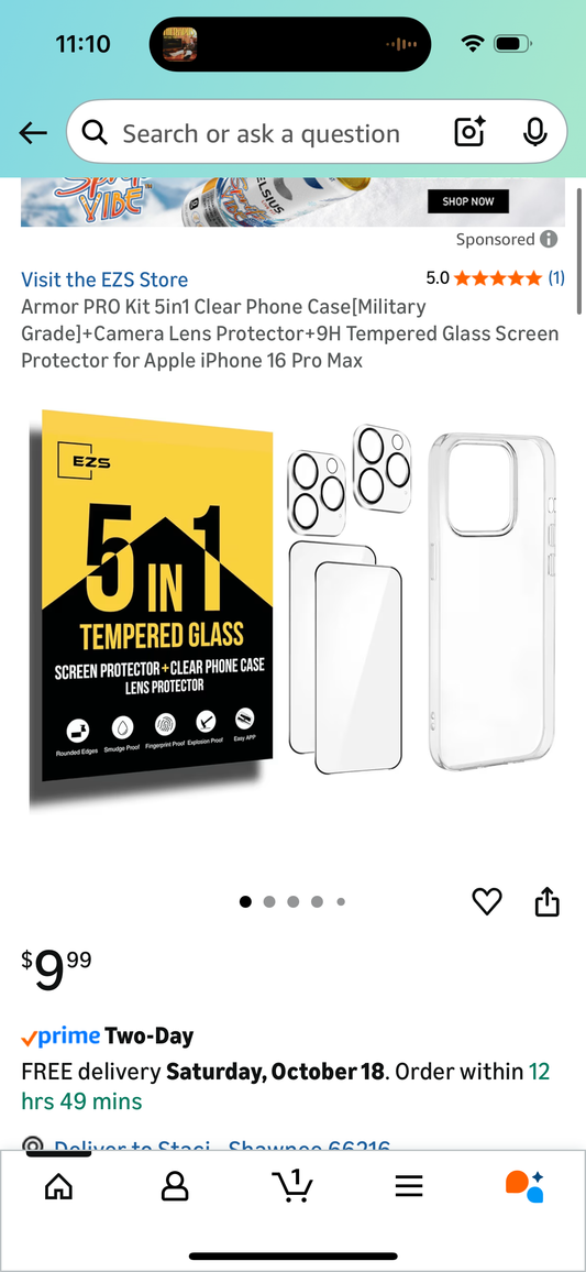 Armor PRO Kit 5in1 Clear Phone Case[Military Grade]+Camera Lens Protector+9H Tempered Glass Screen Protector for Apple iPhone 16 Pro Max