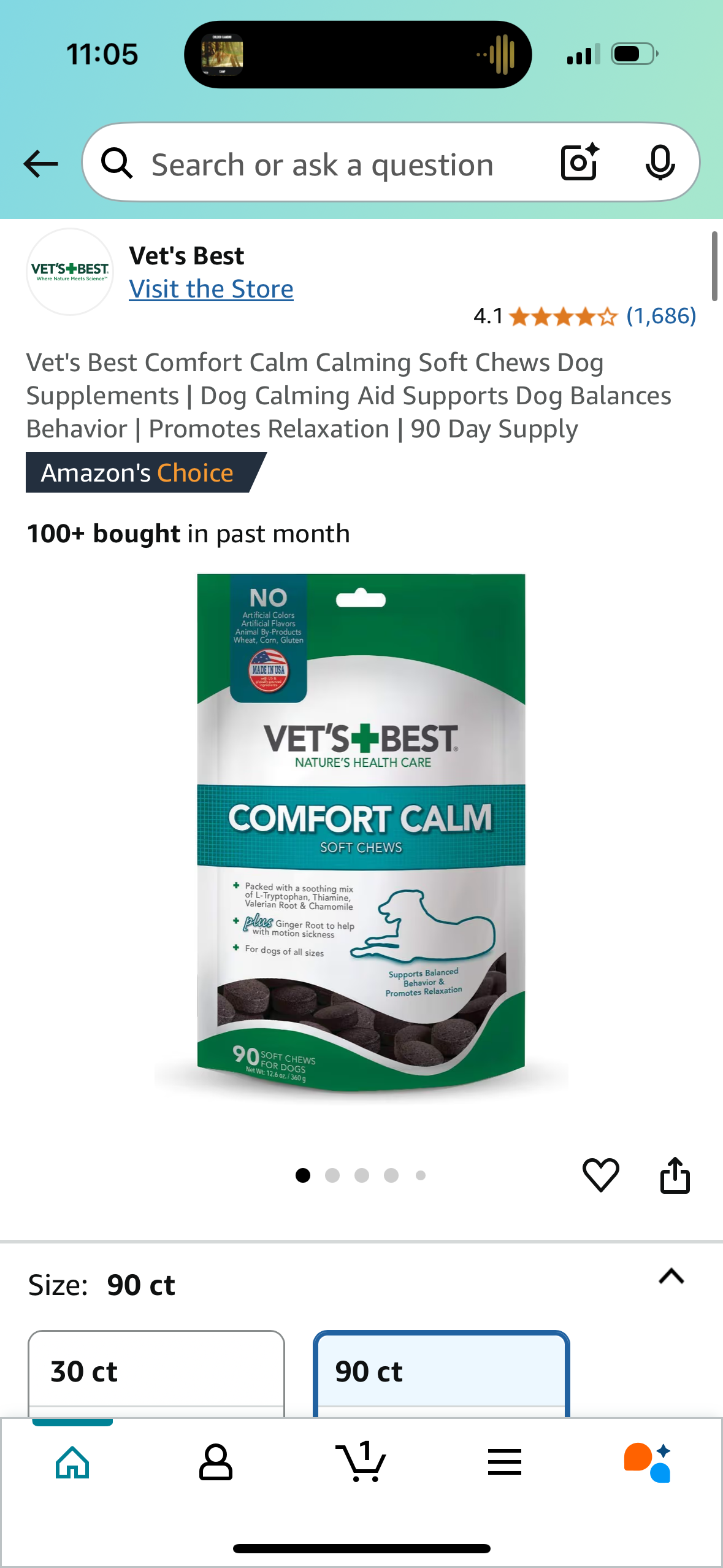 Vet's Best Comfort Calm Calming Soft Chews Dog Supplements | Dog Calming Aid Supports Dog Balances Behavior | Promotes Relaxation | 90 Day Supply