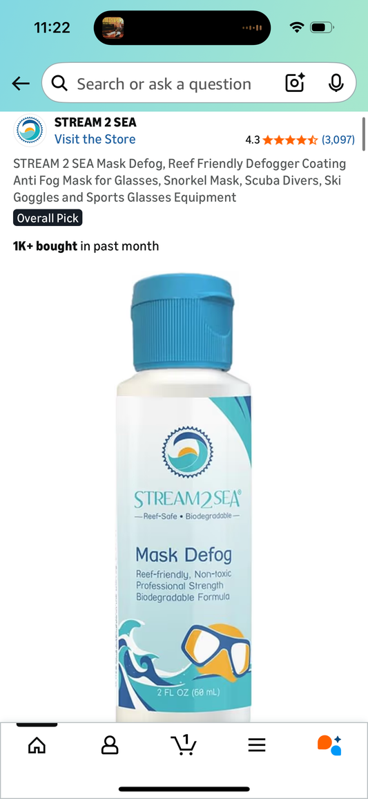 STREAM 2 SEA Mask Defog, Reef Friendly Defogger Coating Anti Fog Mask for Glasses, Snorkel Mask, Scuba Divers, Ski Goggles and Sports Glasses Equipment