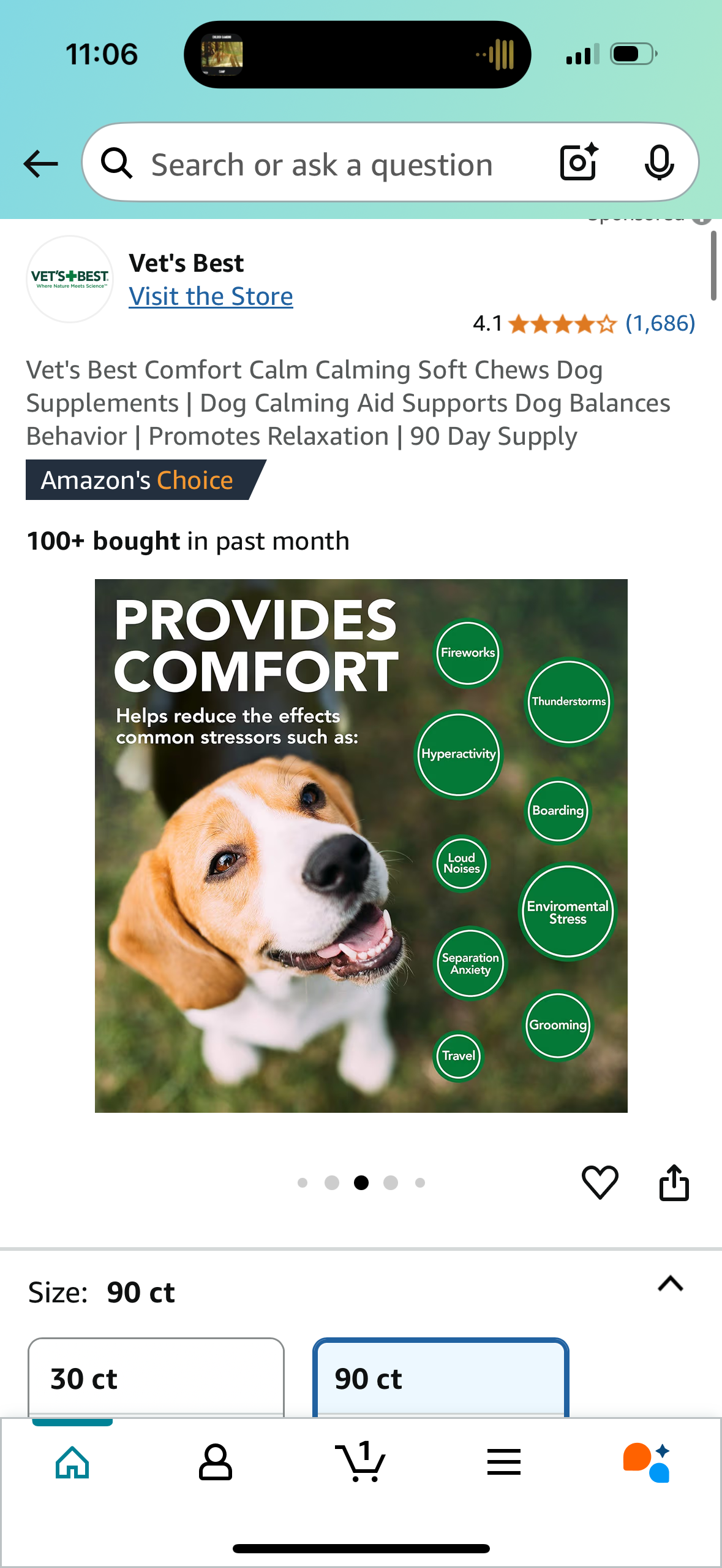 Vet's Best Comfort Calm Calming Soft Chews Dog Supplements | Dog Calming Aid Supports Dog Balances Behavior | Promotes Relaxation | 90 Day Supply