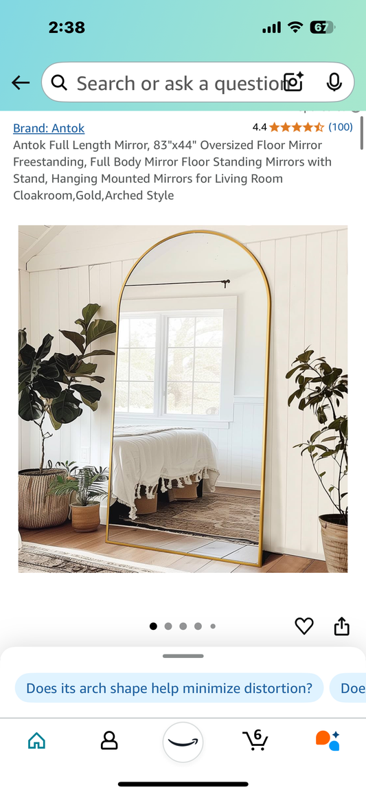 New - Antok Full Length Mirror, 83"x44" Oversized Freestanding (M319)