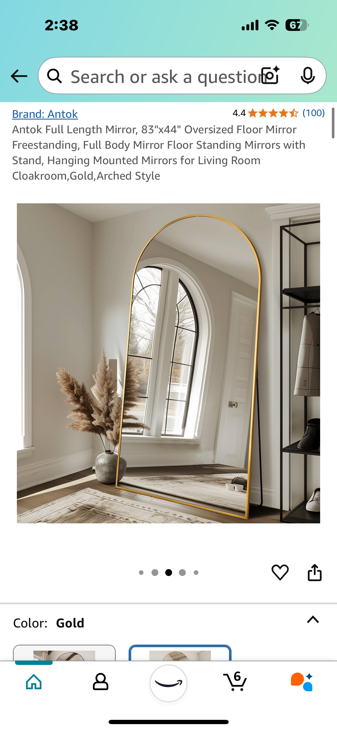 New - Antok Full Length Mirror, 83"x44" Oversized Freestanding (M319)