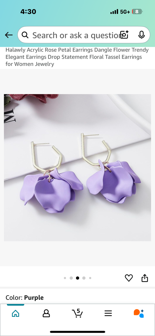 Halawly Acrylic Rose Petal Earrings Dangle Flower Trendy Elegant Earrings Drop Statement Floral Tassel Earrings for Women Jewelry