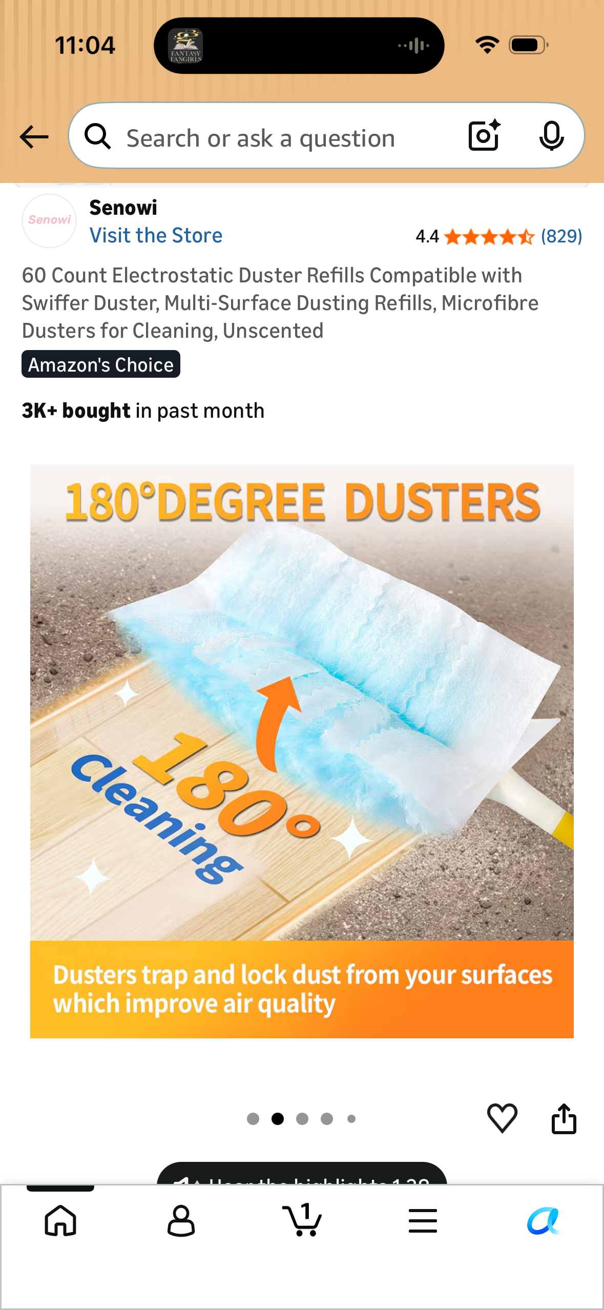 60 Count Electrostatic Duster Refills Compatible with Swiffer Duster, Multi-Surface Dusting Refills, Microfibre Dusters for Cleaning, Unscented