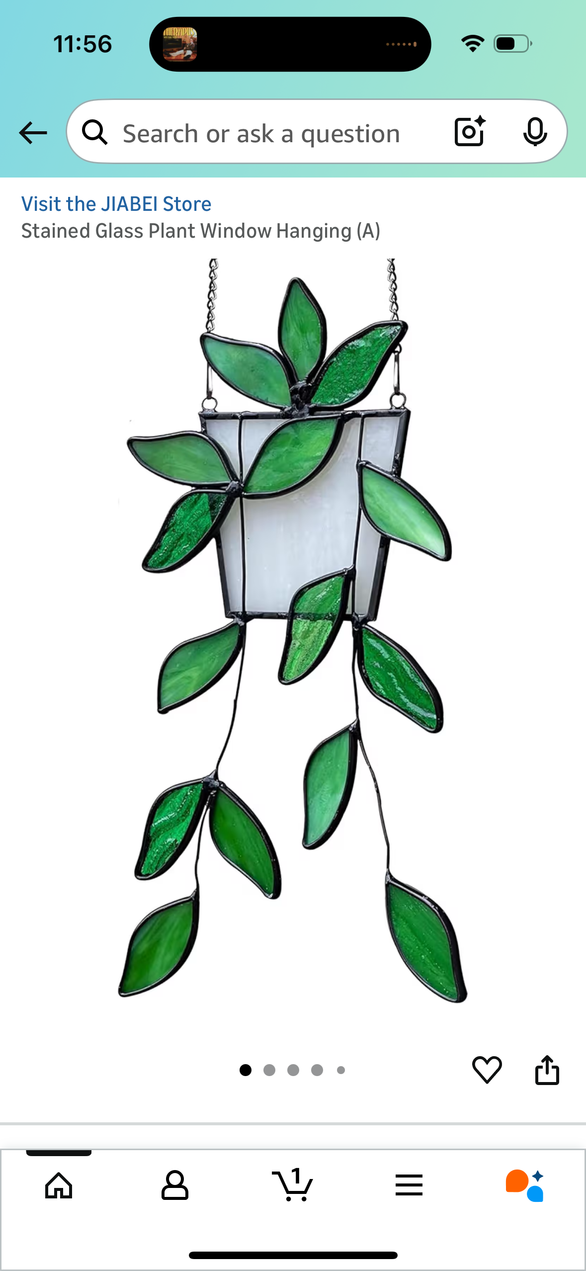 Stained Glass Plant Window Hanging