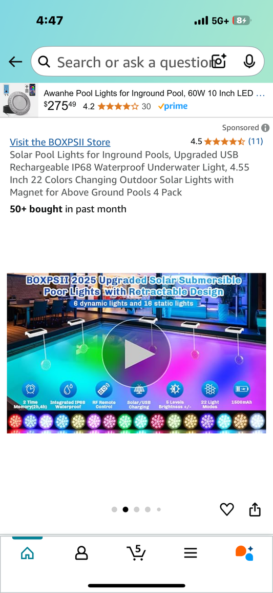 Solar Pool Lights for Inground Pools, Upgraded USB Rechargeable IP68 Waterproof Underwater Light, 4.55 Inch 22 Colors Changing Outdoor Solar Lights with Magnet for Above Ground Pools 4 Pack