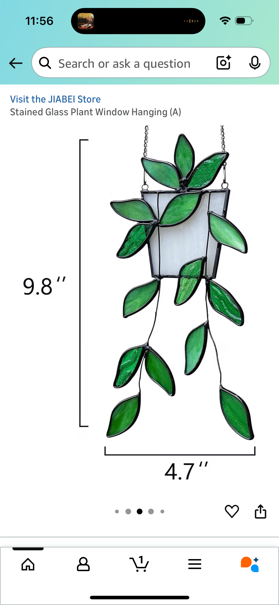 Stained Glass Plant Window Hanging