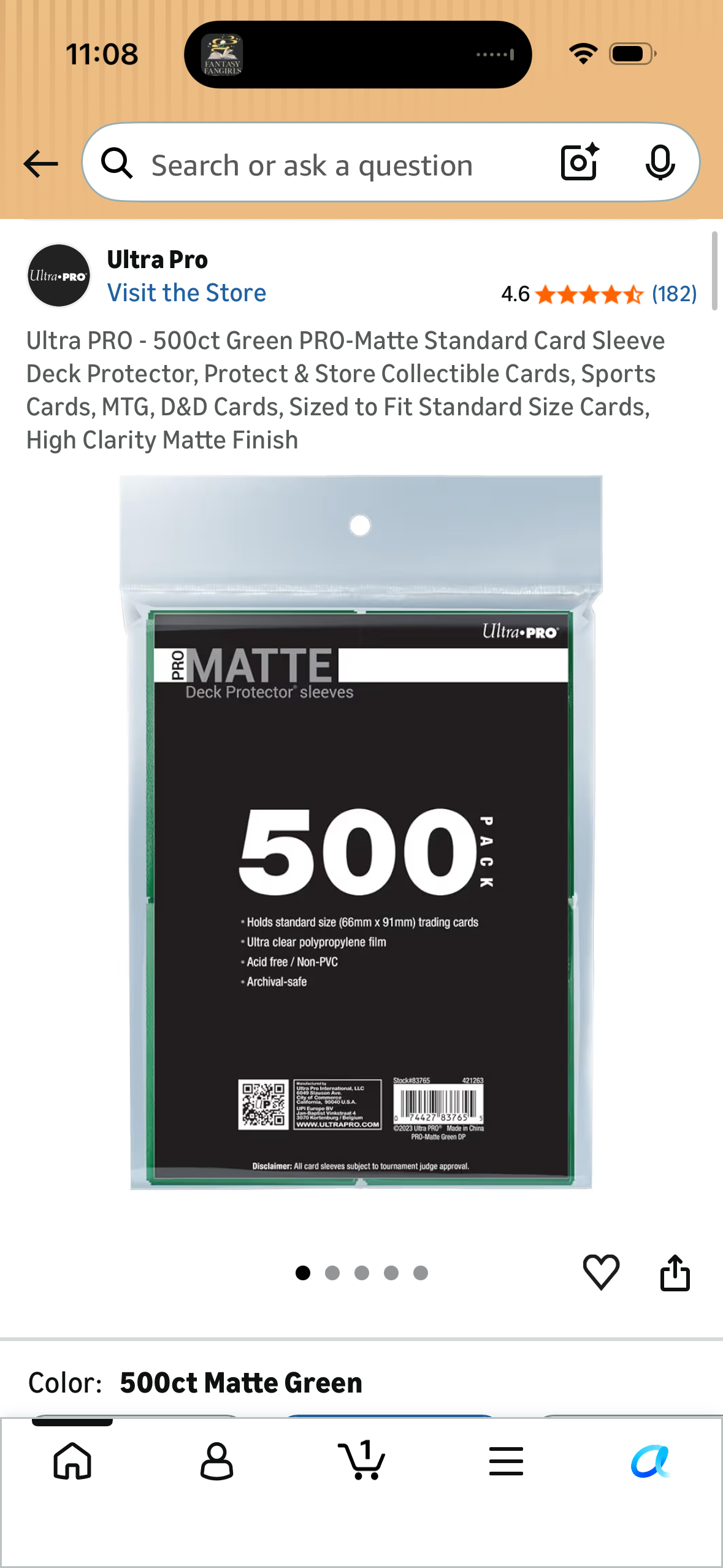 Ultra PRO - 500ct Green PRO-Matte Standard Card Sleeve Deck Protector, Protect & Store Collectible Cards, Sports Cards, MTG, D&D Cards, Sized to Fit Standard Size Cards, High Clarity Matte Finish