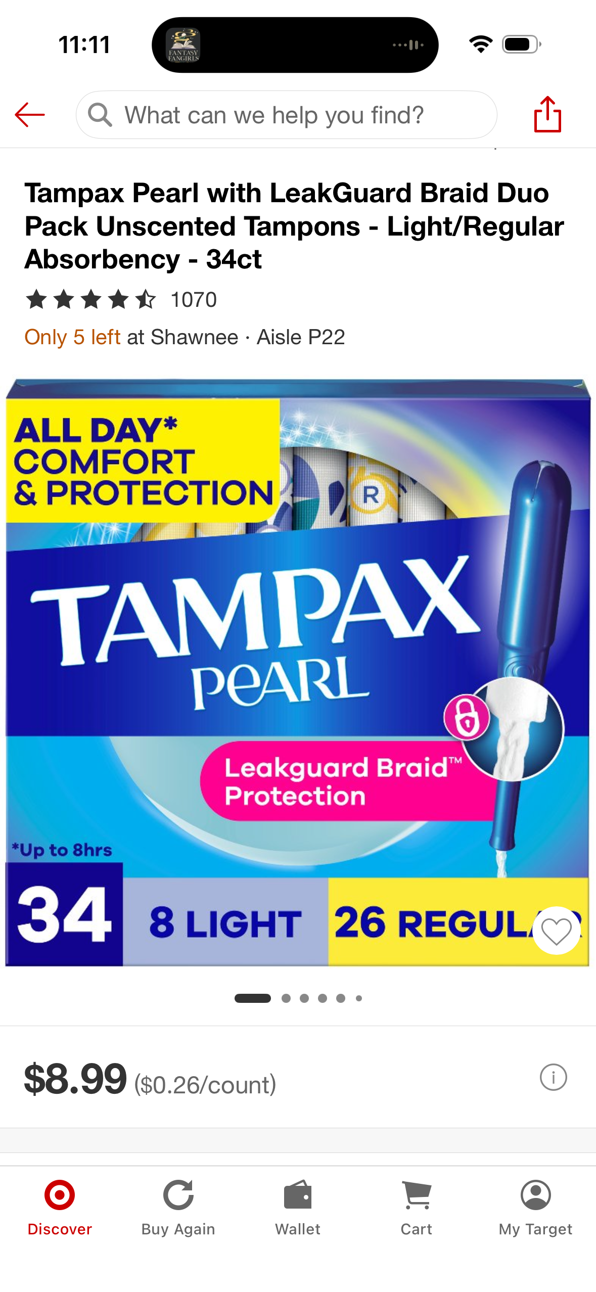 Tampax Pearl with LeakGuard Braid Duo Pack Unscented Tampons - Light/Regular Absorbency - 34ct