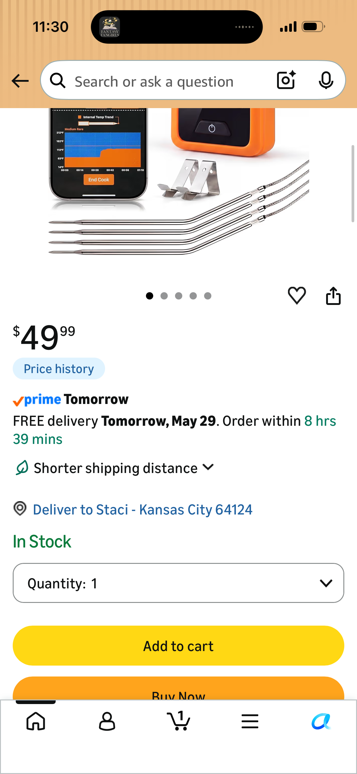 Wireless Meat Thermometer Digital for Outside Grilling BBQ Oven and Smoking, 4 Meat Probes Grill Thermometer for Home Chefs Cooking Turkey Fish Beef Bluetooth 330ft Range Temp Sensors