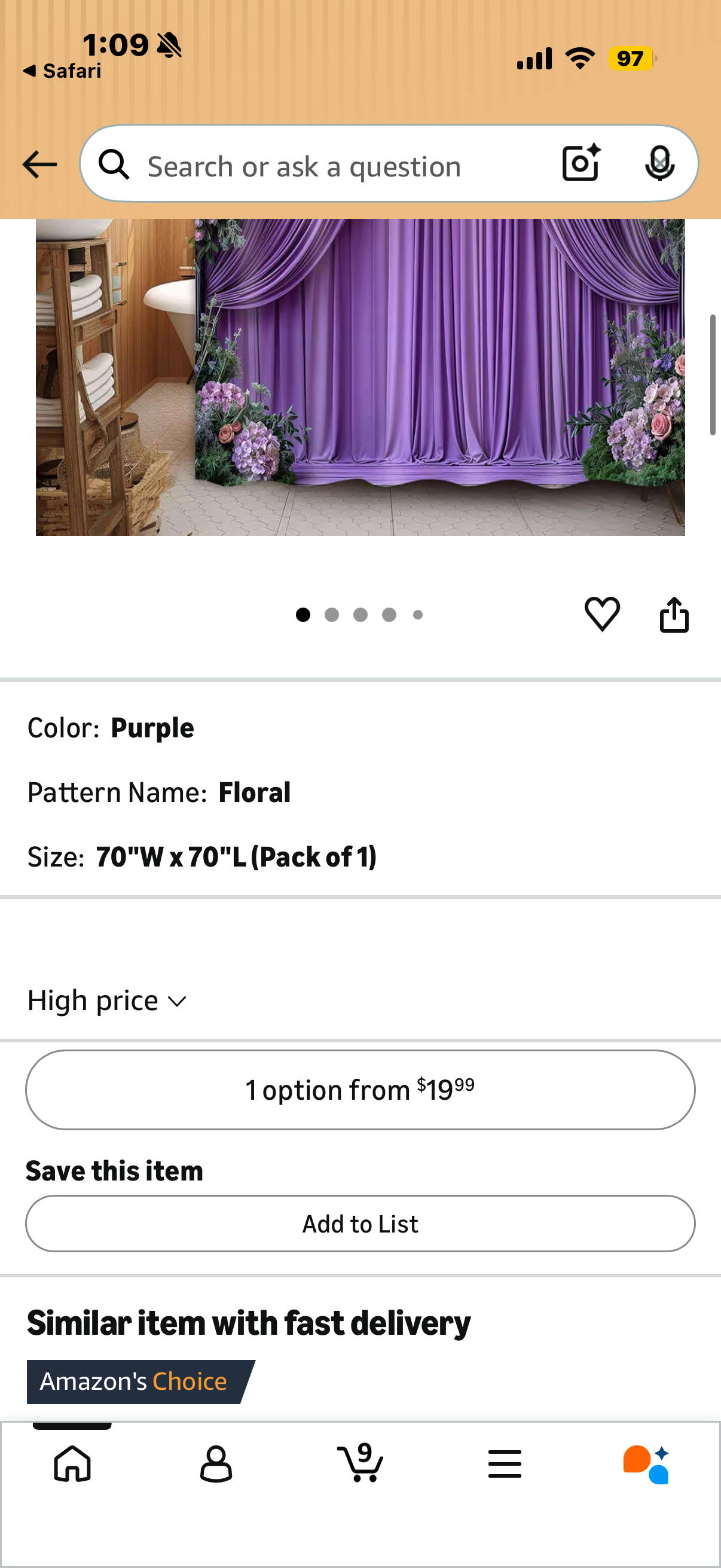 Boziqr Purple Shower Curtains for Bathroom, Floral Flowers Shower Curtain Set, Modern Abstract Decorative Waterproof Fabric Home Decor 70X70 Inch