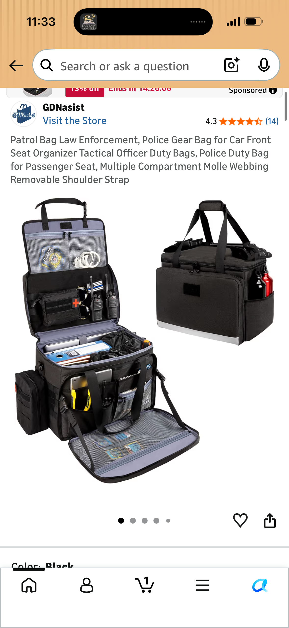 Patrol Bag Law Enforcement, Police Gear Bag for Car Front Seat Organizer Tactical Officer Duty Bags, Police Duty Bag for Passenger Seat, Multiple Compartment Molle Webbing Removable Shoulder Strap