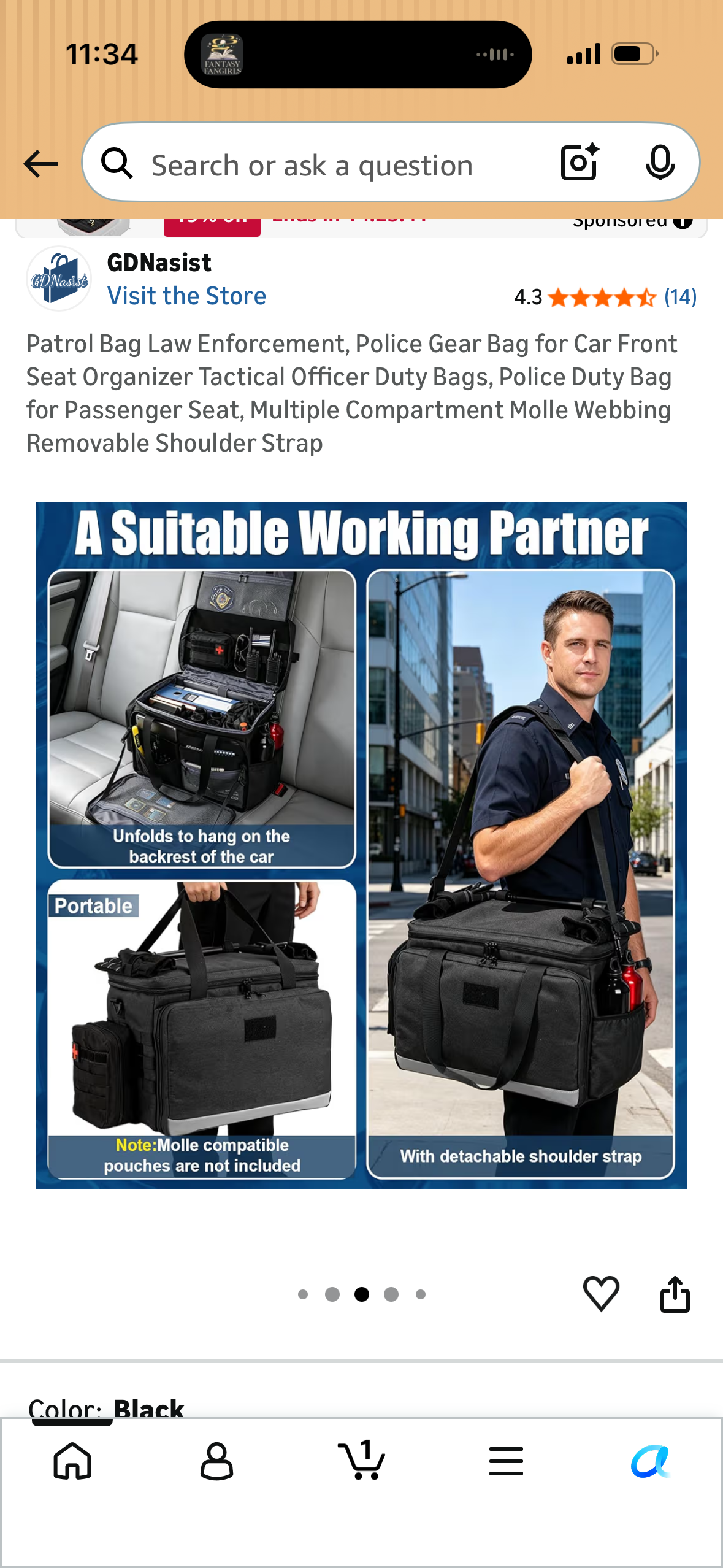 Patrol Bag Law Enforcement, Police Gear Bag for Car Front Seat Organizer Tactical Officer Duty Bags, Police Duty Bag for Passenger Seat, Multiple Compartment Molle Webbing Removable Shoulder Strap