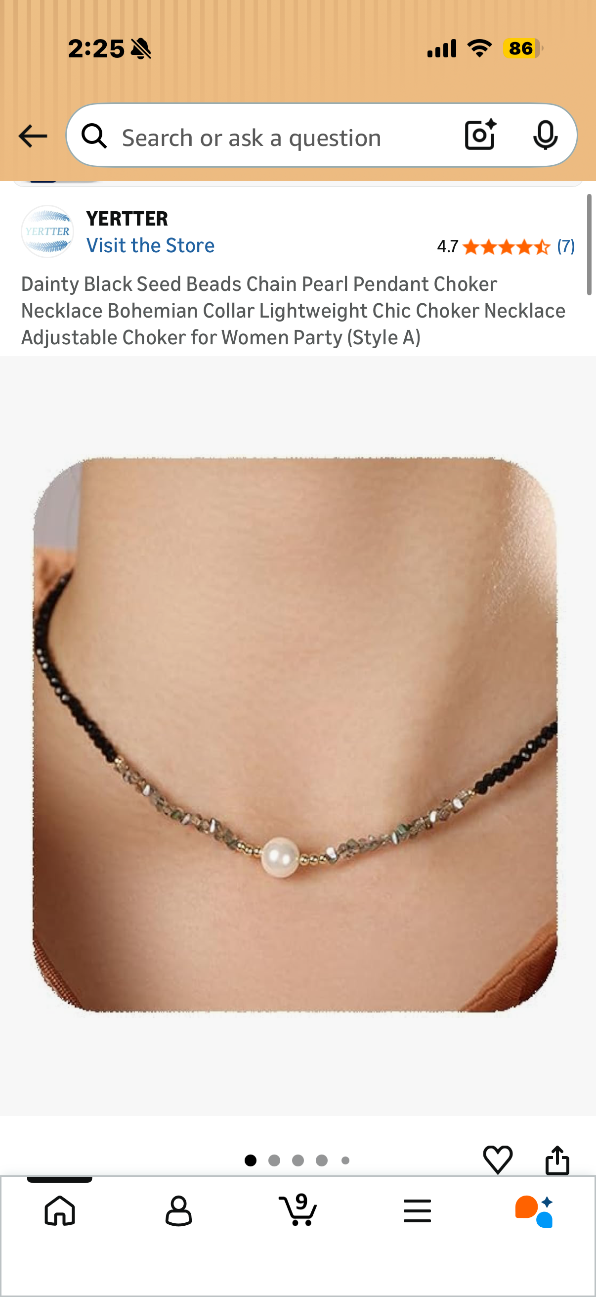 Dainty Black Seed Beads Chain Pearl Pendant Choker Necklace Bohemian Collar Lightweight Chic Choker Necklace Adjustable Choker for Women Party