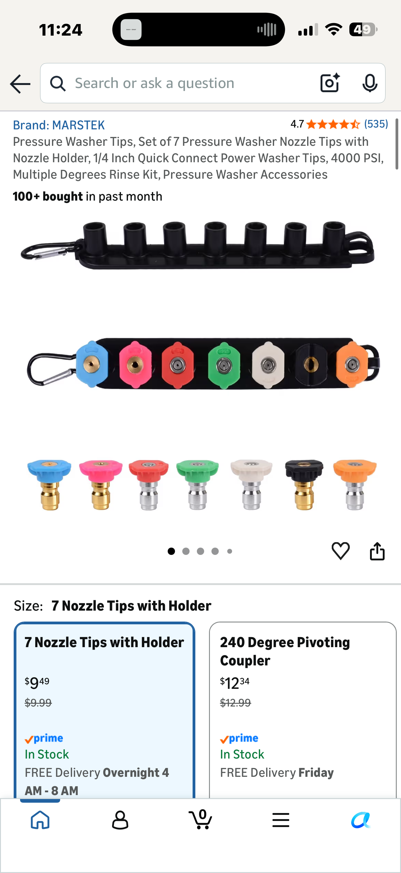 Pressure Washer Tips, Set of 7 Pressure Washer Nozzle Tips with Nozzle Holder, 1/4 Inch Quick Connect Power Washer Tips, 4000 PSI, Multiple Degrees Rinse Kit, Pressure Washer Accessories