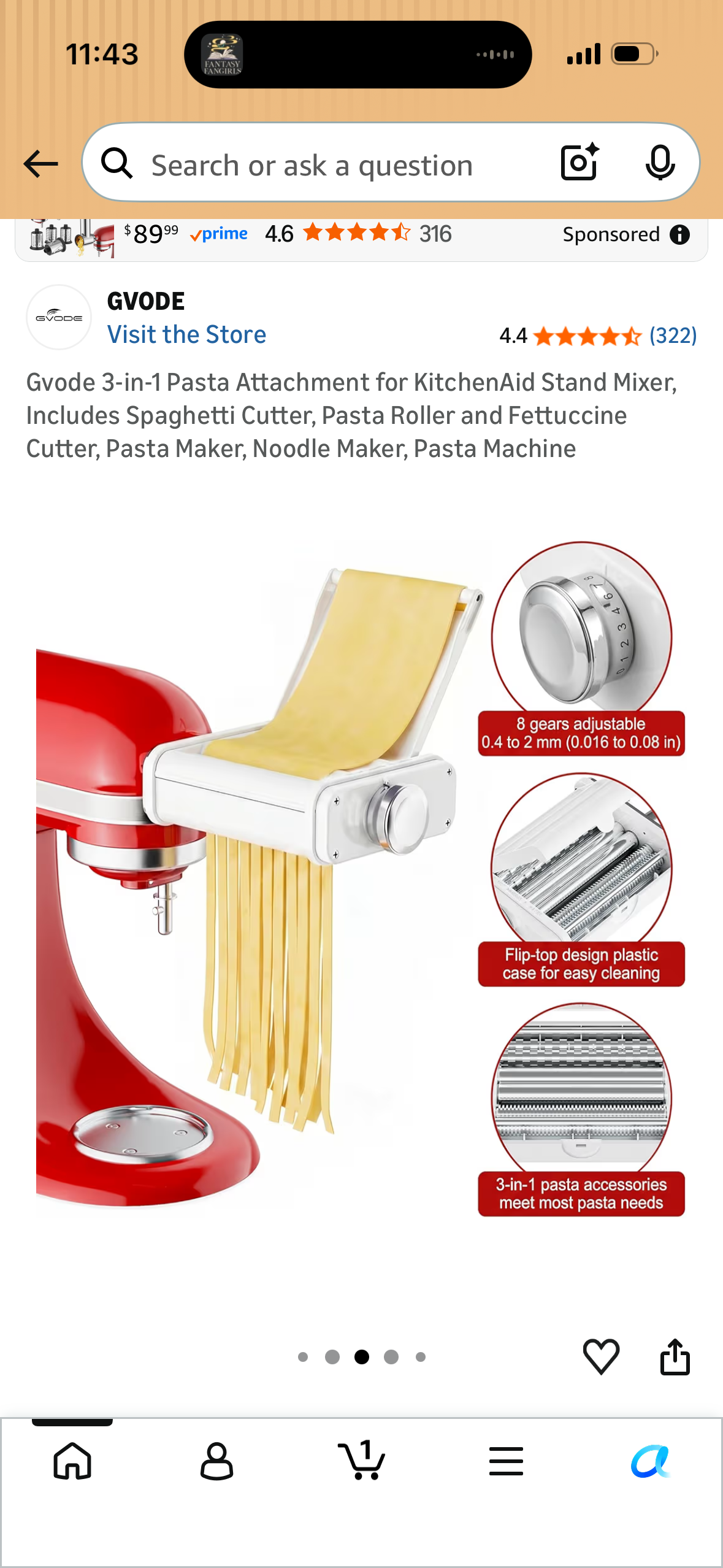 Gvode 3-in-1 Pasta Attachment for KitchenAid Stand Mixer, Includes Spaghetti Cutter, Pasta Roller and Fettuccine Cutter, Pasta Maker, Noodle Maker, Pasta Machine