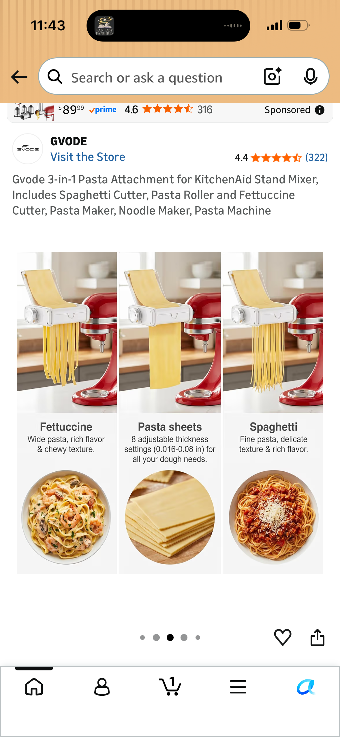 Gvode 3-in-1 Pasta Attachment for KitchenAid Stand Mixer, Includes Spaghetti Cutter, Pasta Roller and Fettuccine Cutter, Pasta Maker, Noodle Maker, Pasta Machine