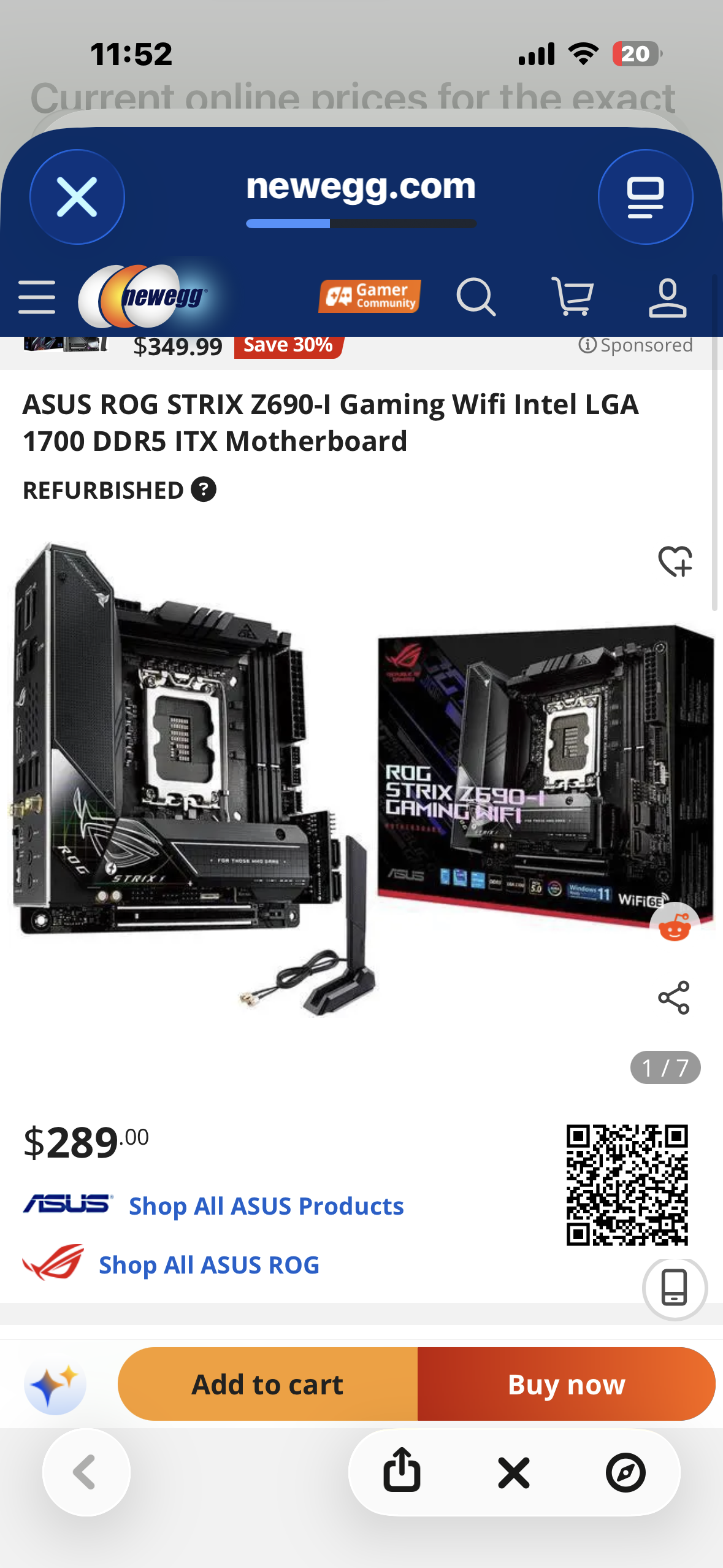 ASUS ROG Strix Z690-I Gaming mini-ITX Motherboard - WiFi 6E, PCIe 5.0, DDR5, Thunderbolt 4, M.2 (Bin 154)