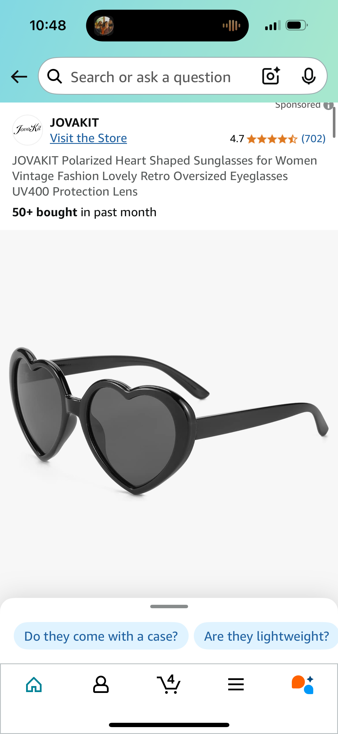 JOVAKIT Polarized Heart Shaped Sunglasses for Women Vintage Fashion Lovely Retro Oversized Eyeglasses UV400 Protection Lens