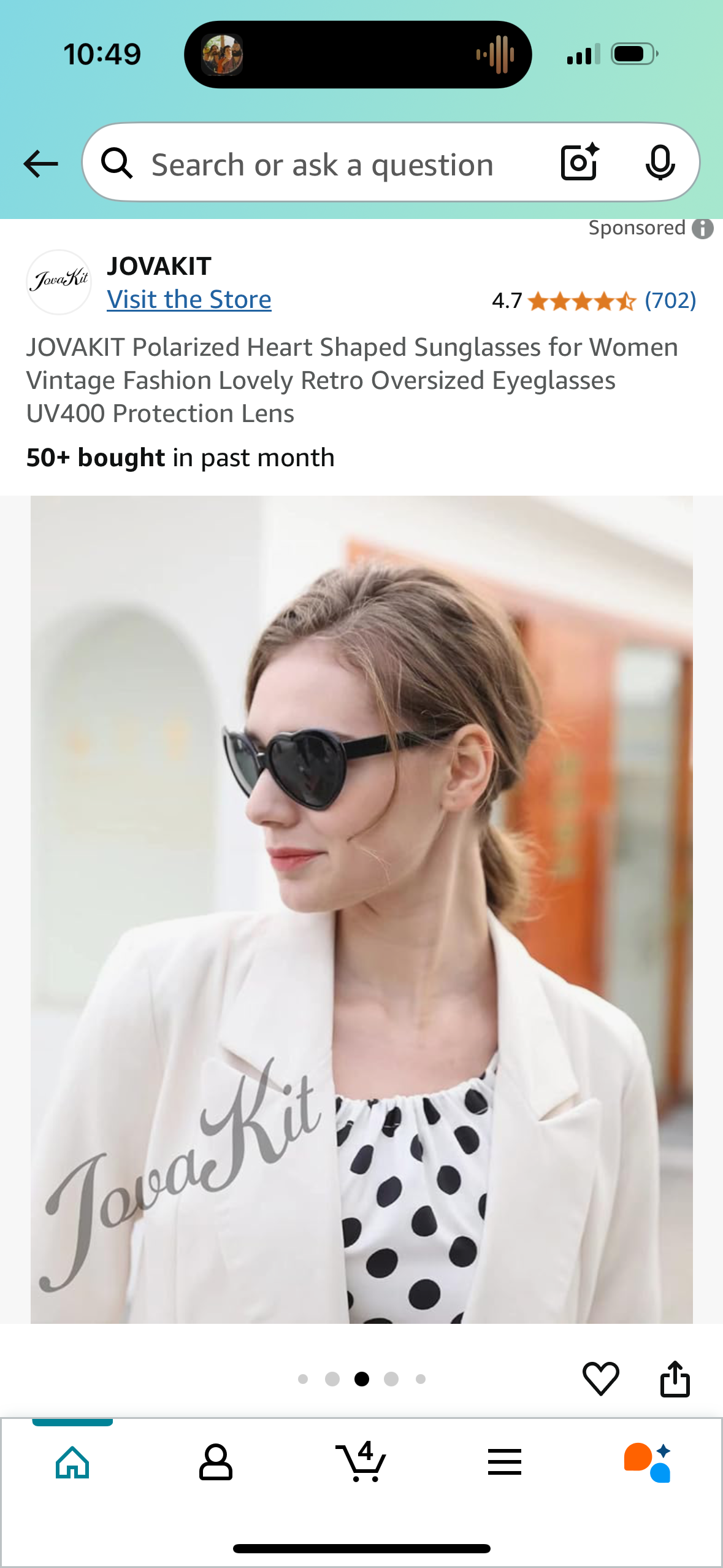 JOVAKIT Polarized Heart Shaped Sunglasses for Women Vintage Fashion Lovely Retro Oversized Eyeglasses UV400 Protection Lens