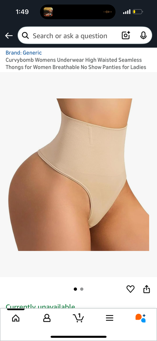 Curvybomb Womens Underwear High Waisted Seamless Thongs for Women Breathable No Show Panties for Ladies (Size Large)