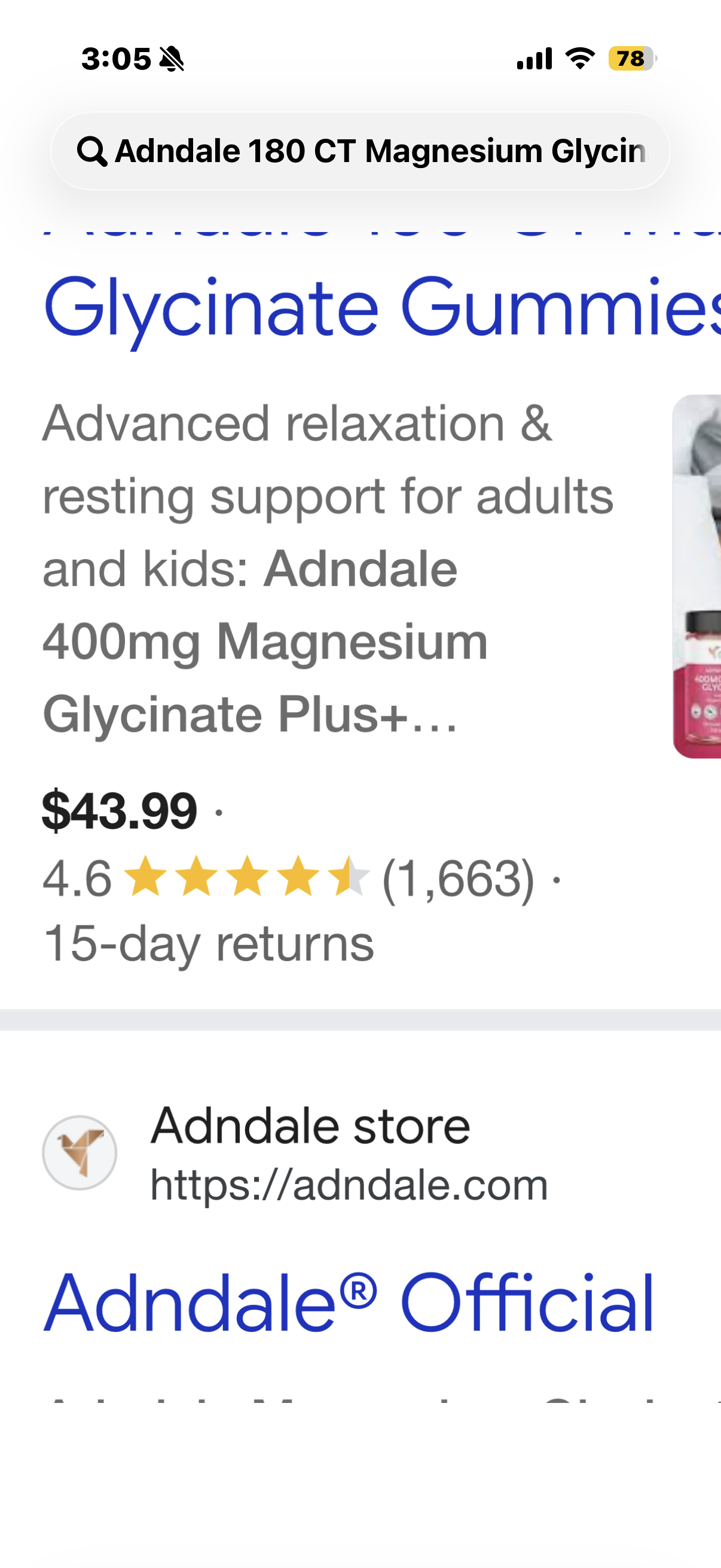 2 Packages Adndale 180 CT Magnesium Glycinate Gummies 400 mg/Serv with mAshwagandha, Magnesium Malate & Taurate, Sugar Free Chews for Adults & Kids (Best By 2028)