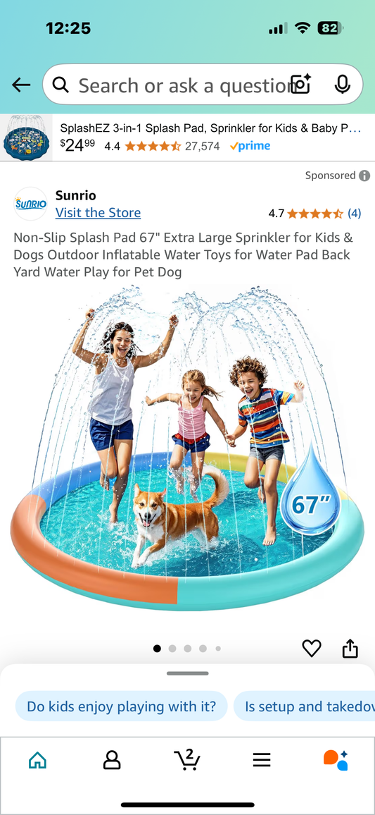 Non-Slip Splash Pad 67" Extra Large Sprinkler for Kids & Dogs Outdoor Inflatable Water Toys for Water Pad Back Yard Water Play for Pet Dog