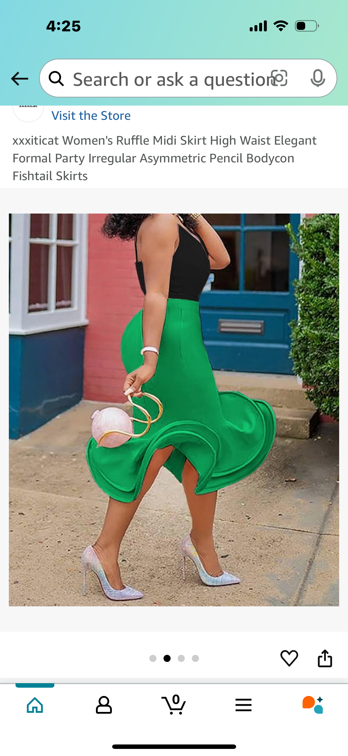 Women's Ruffle Midi Skirt High Waist (Size X-Large)