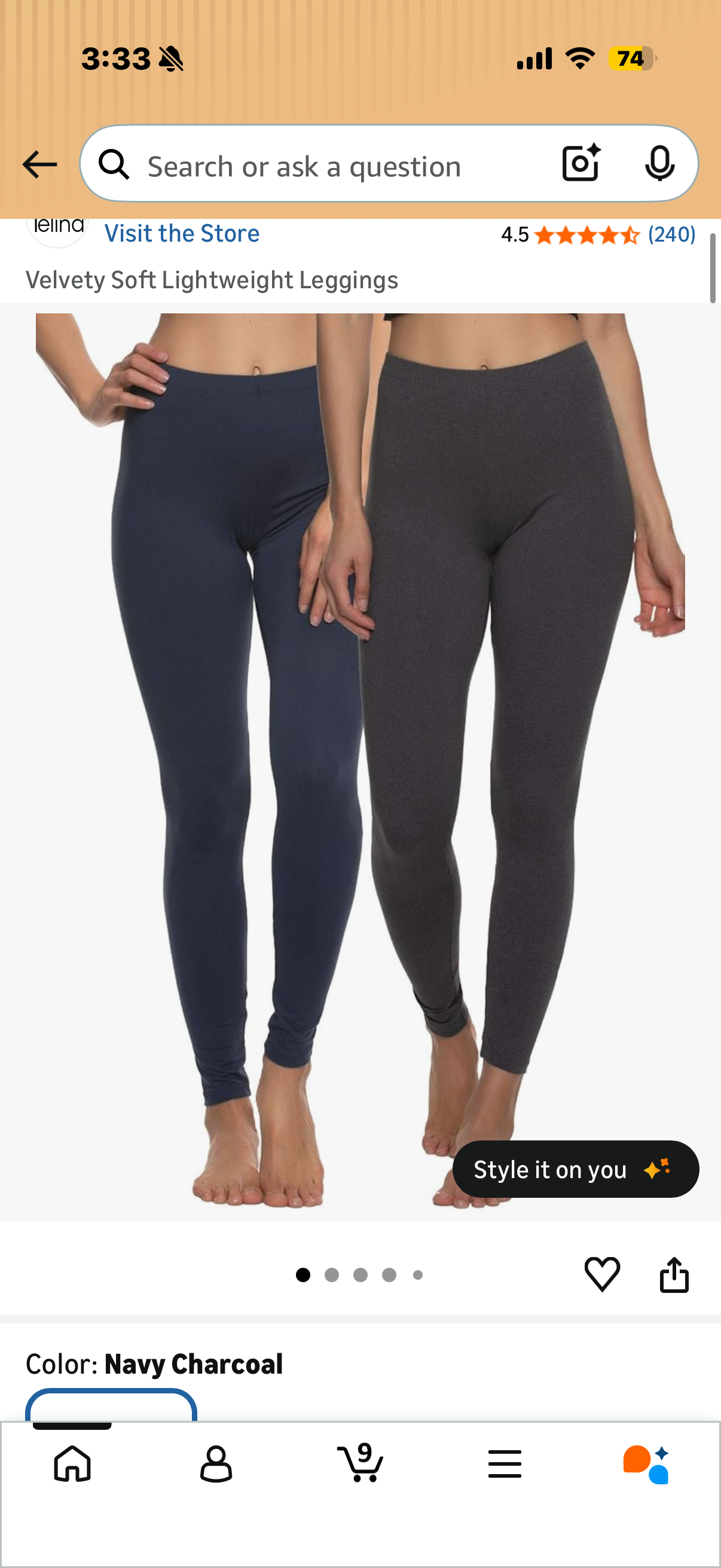 Velvety Soft Lightweight Leggings (Size Large)