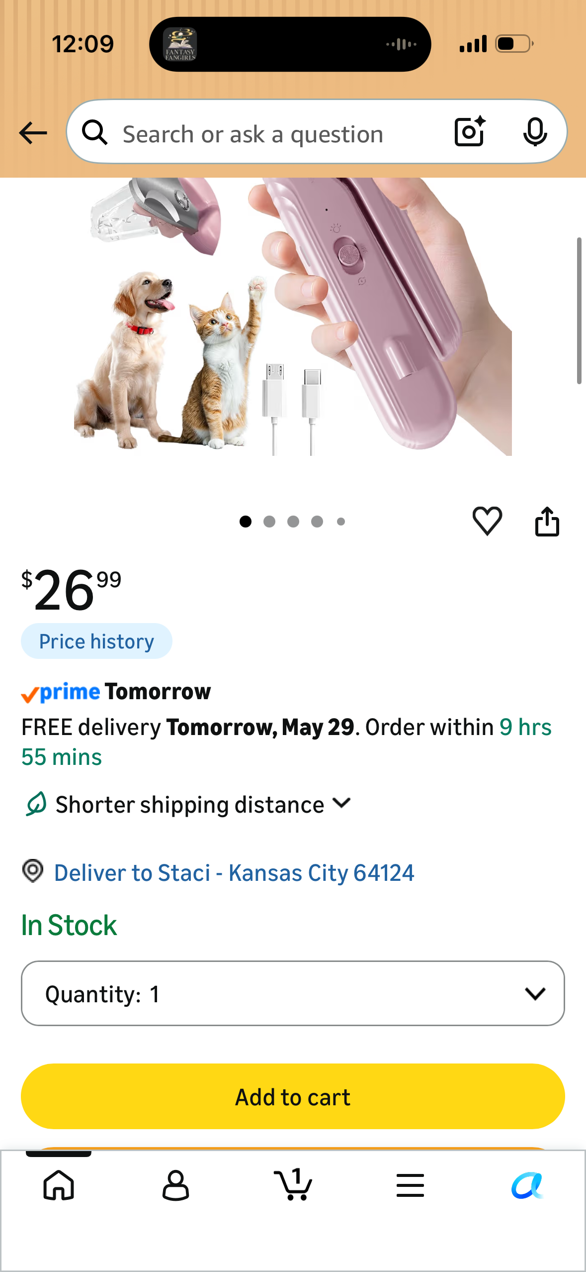 KWV 2 in 1 Cat Nail Clippers & Dog Nail Clippers Trimmers for Medium Small Dogs Cats Claw Trimmer Quick Sensor USB Rechargeable with 2 LED Lights Dogs Nail Trimmer (Pink-Not for Black Nails)