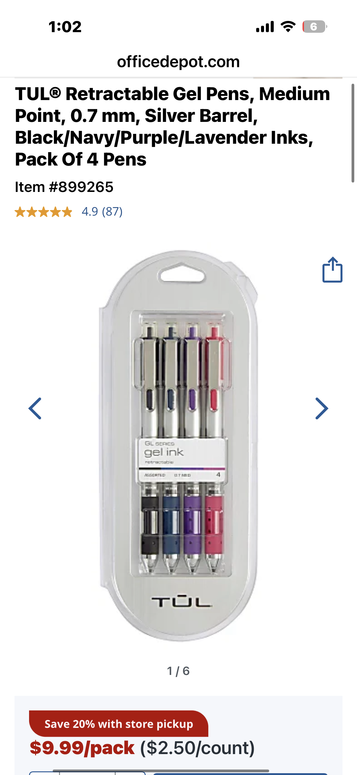 TUL® Retractable Gel Pens, Medium Point, 0.7 mm, Silver Barrel, Black/Navy/Purple/Lavender Inks, Pack Of 4 Pens