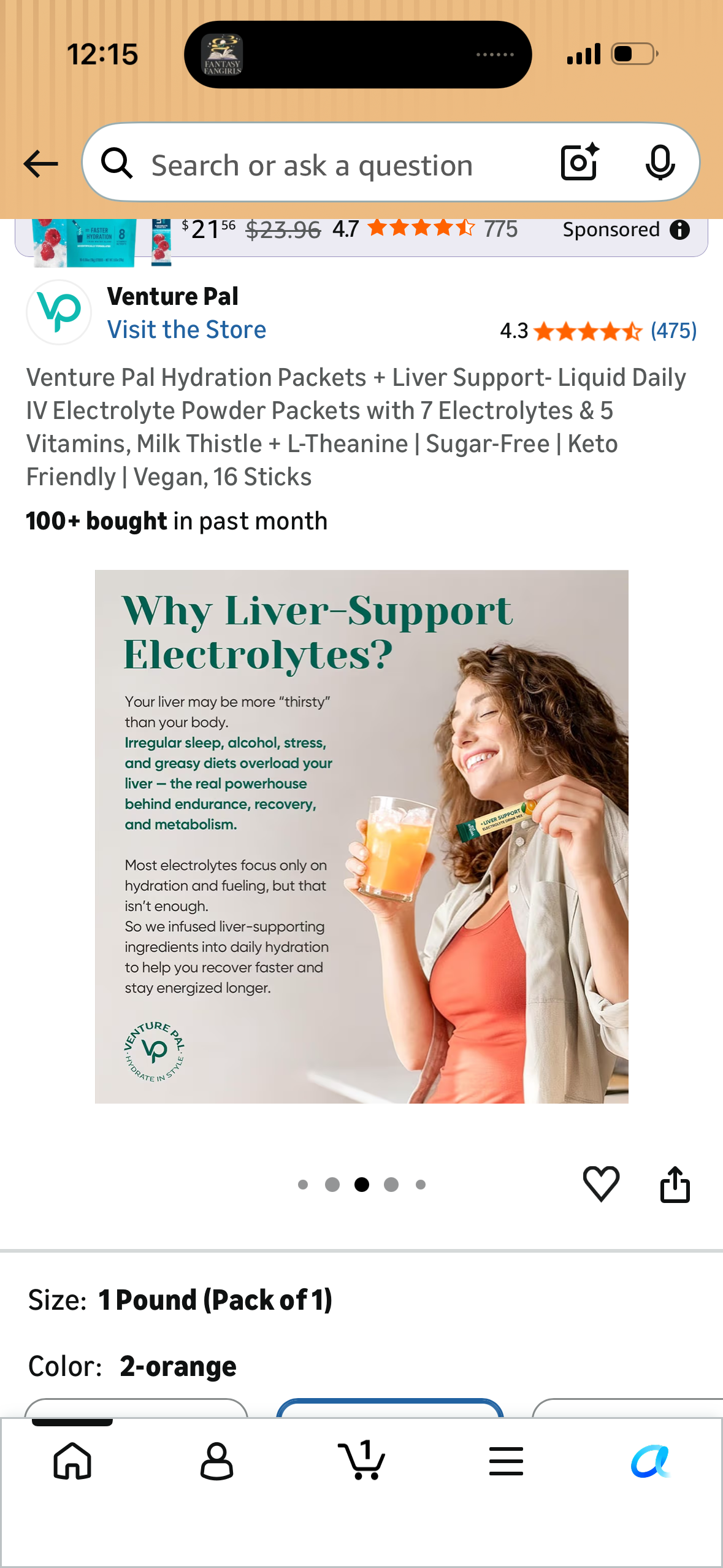 Venture Pal Hydration Packets + Liver Support- Liquid Daily IV Electrolyte Powder Packets with 7 Electrolytes & 5 Vitamins, Milk Thistle + L-Theanine | Sugar-Free | Keto Friendly | Vegan, 16 Sticks