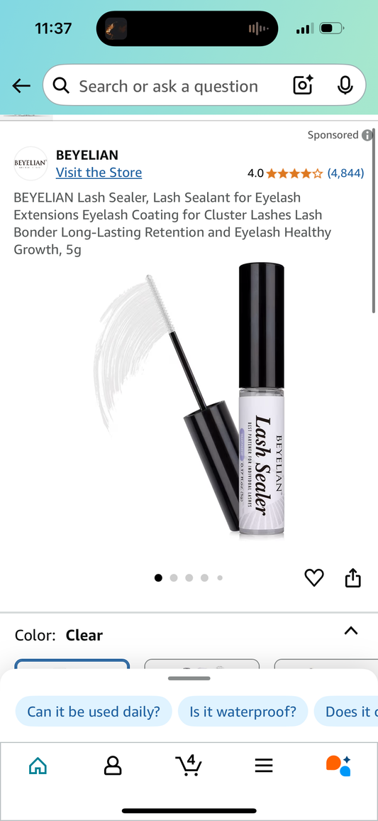 BEYELIAN Lash Sealer, Lash Sealant for Eyelash Extensions Eyelash Coating for Cluster Lashes Lash Bonder Long-Lasting Retention and Eyelash Healthy Growth, 5g loop