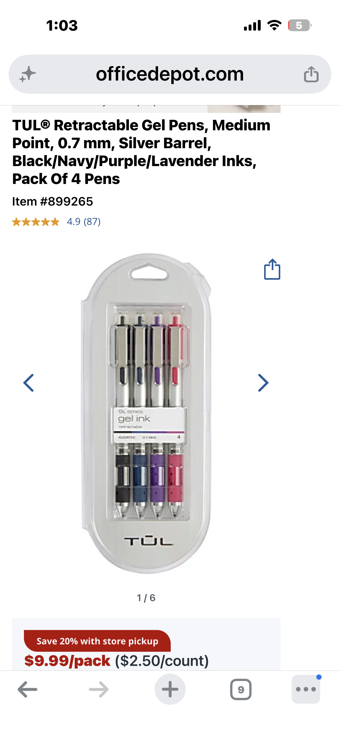 TUL® Retractable Gel Pens, Medium Point, 0.7 mm, Silver Barrel, Black/Navy/Purple/Lavender Inks, Pack Of 4 Pens