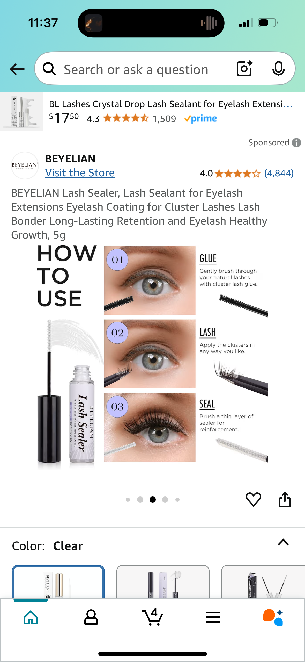 BEYELIAN Lash Sealer, Lash Sealant for Eyelash Extensions Eyelash Coating for Cluster Lashes Lash Bonder Long-Lasting Retention and Eyelash Healthy Growth, 5g