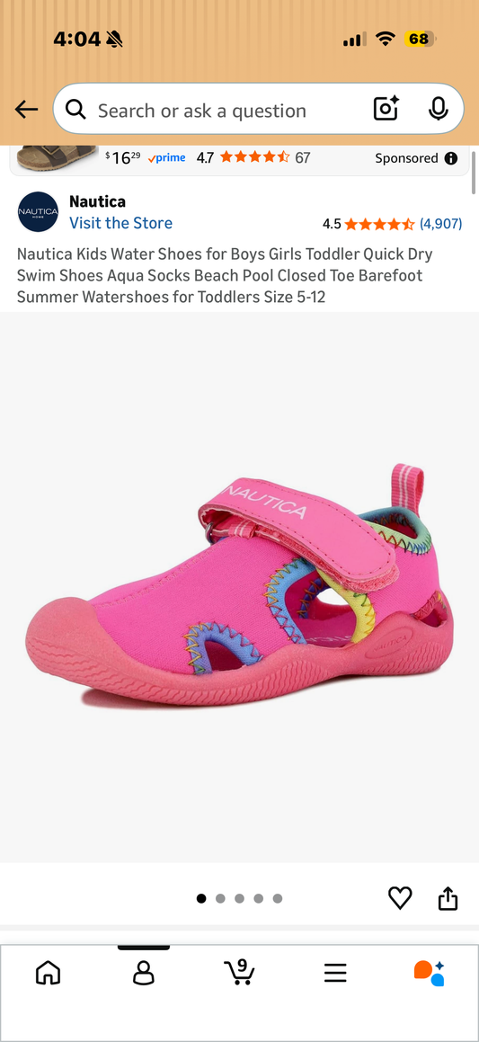 Nautica Kids Water Shoes for Boys Girls Toddler Quick Dry Swim Shoes Aqua Socks Beach Pool Closed Toe Barefoot Summer Watershoes for Toddlers (Size 8 Toddler )