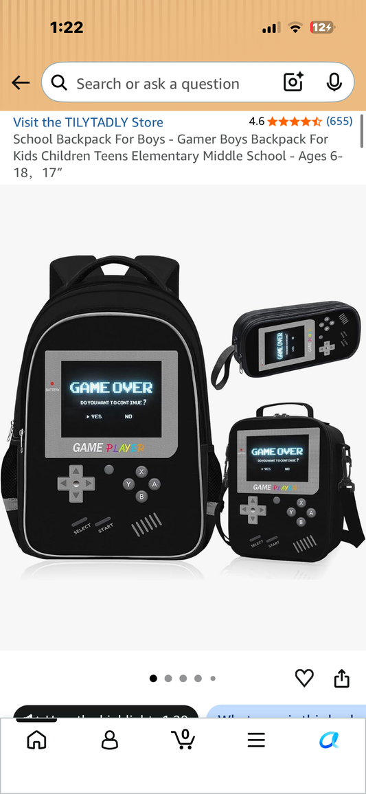 School Backpack For Gamer, Backpack For Kids, Children, Teens, Elementary, Middle School