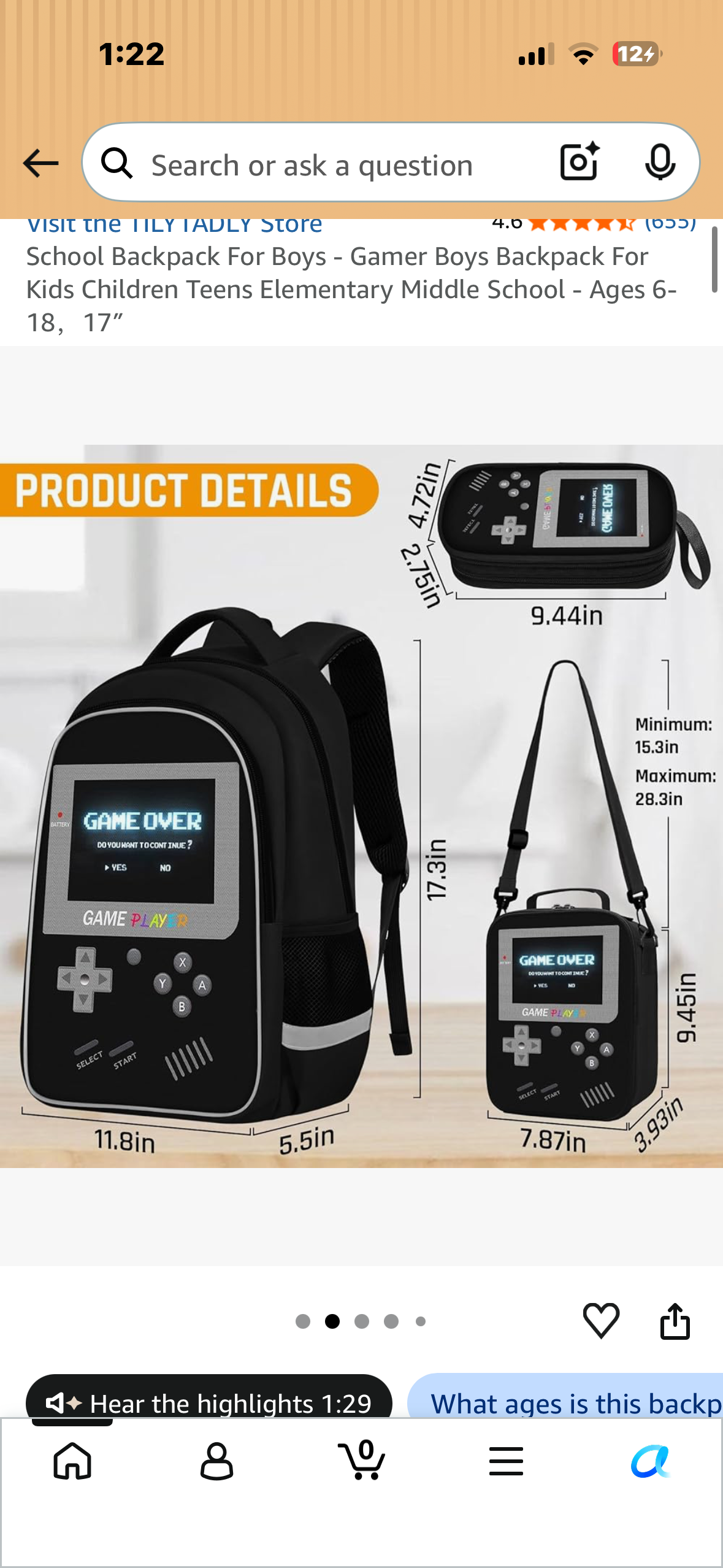 School Backpack For Gamer, Backpack For Kids, Children, Teens, Elementary, Middle School