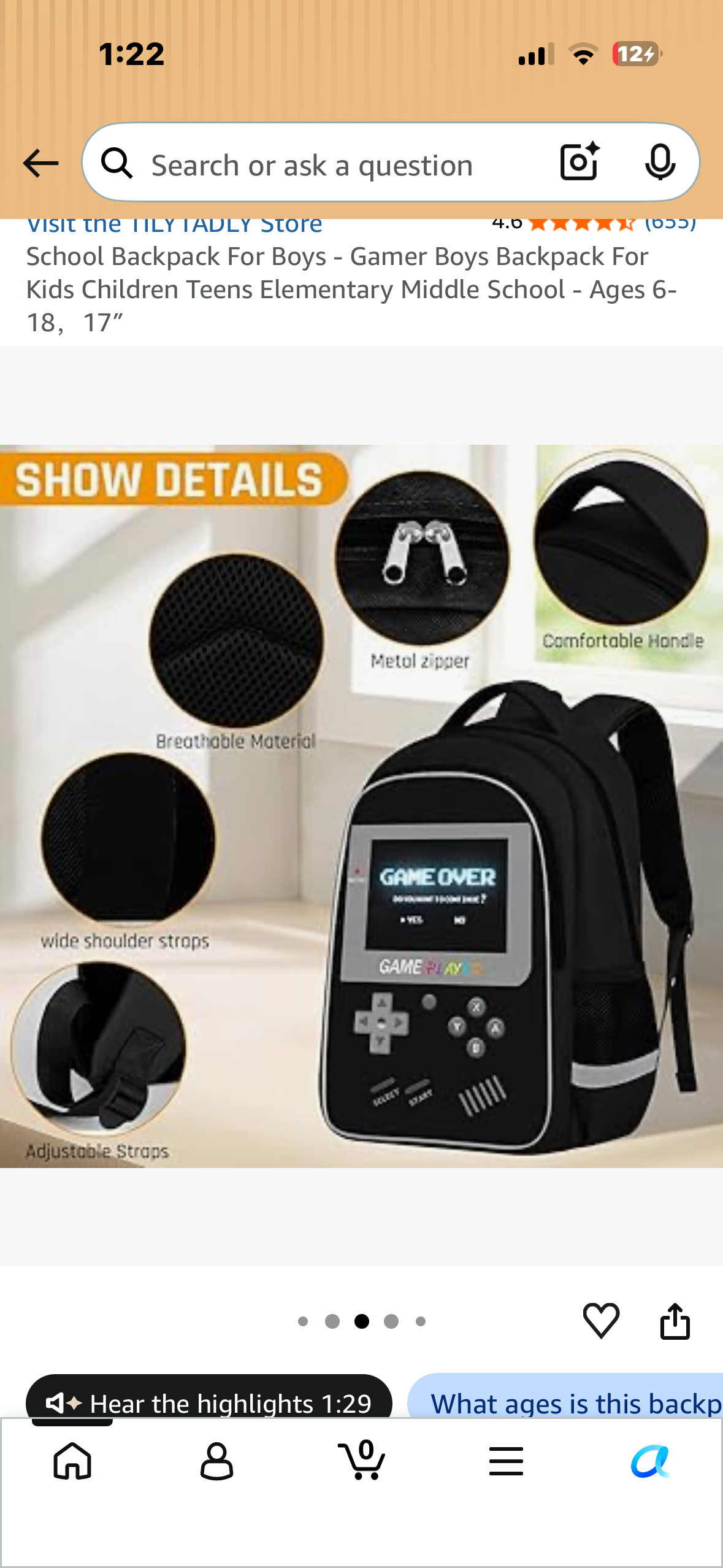 School Backpack For Gamer, Backpack For Kids, Children, Teens, Elementary, Middle School