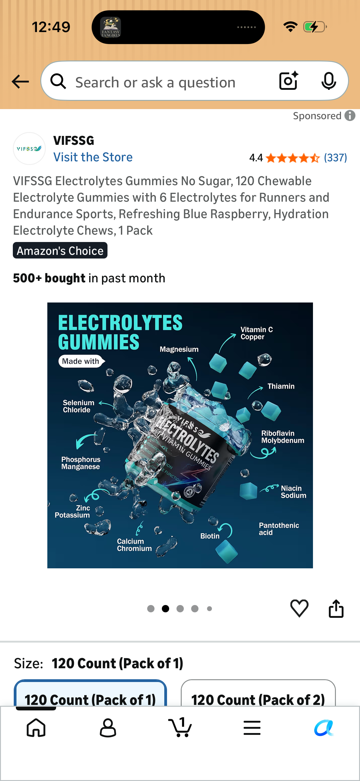 VIFSSG Electrolytes Gummies No Sugar, 120 Chewable Electrolyte Gummies with 6 Electrolytes for Runners and Endurance Sports, Refreshing Blue Raspberry, Hydration Electrolyte Chews, 1 Pack