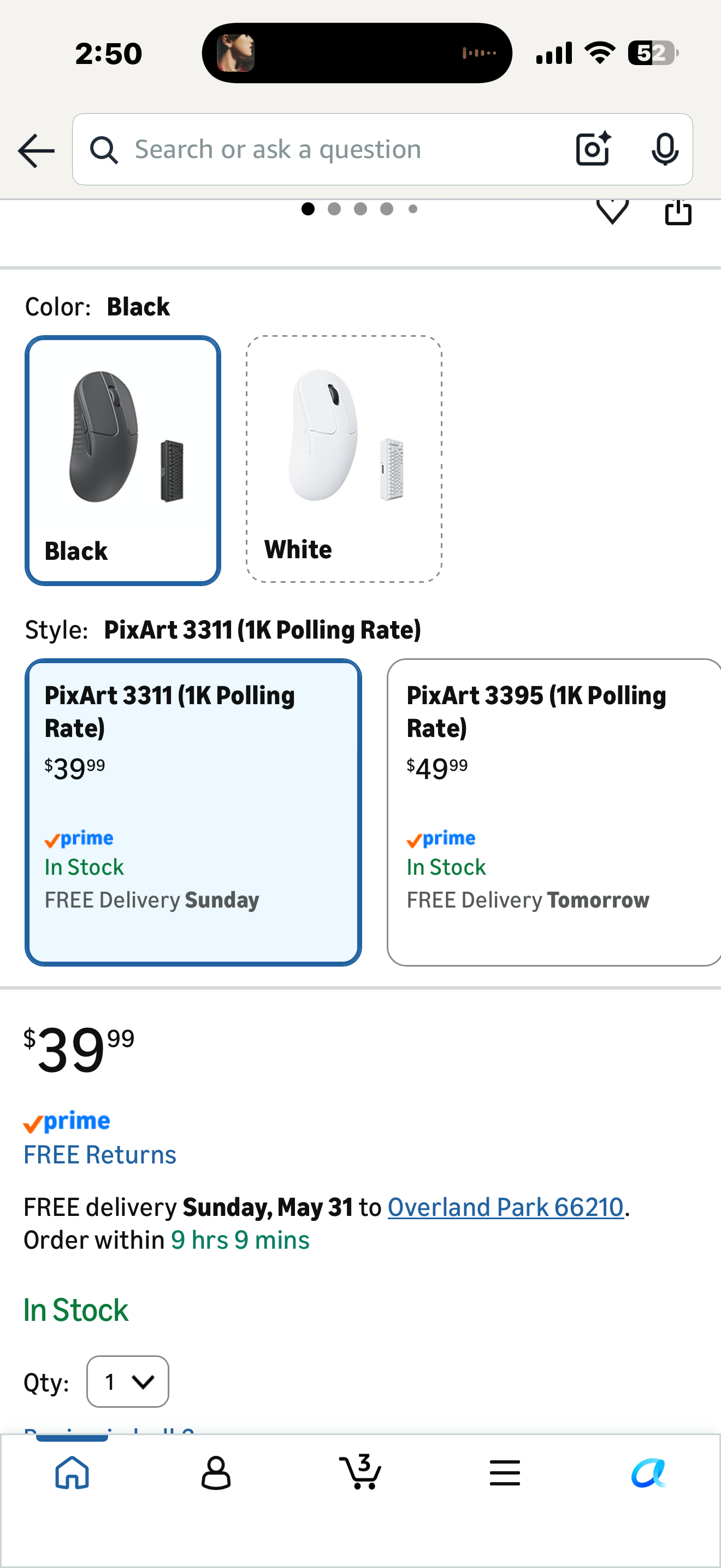 Keychron M3 Mini Wireless Optical Mouse, Bluetooth 5.2/2.4 GHz/Wired Gaming Mouse, Programmable PixArt 3311 Sensor with up to 12,000 DPI/ 300 IPS, Lightweight Ergonomic for Windows Mac Linux - Black (Copy)