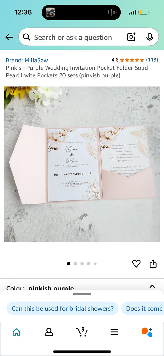 Pinkish Purple Wedding Invitation Pocket Folder Solid Pearl Invite Pockets 20 sets (pinkish purple)