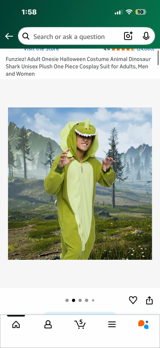 Funziez! Adult Onesie Animal Dinosaur Shark Unisex Plush One Piece Cosplay Suit for Adults, Men and Women (Size Med)