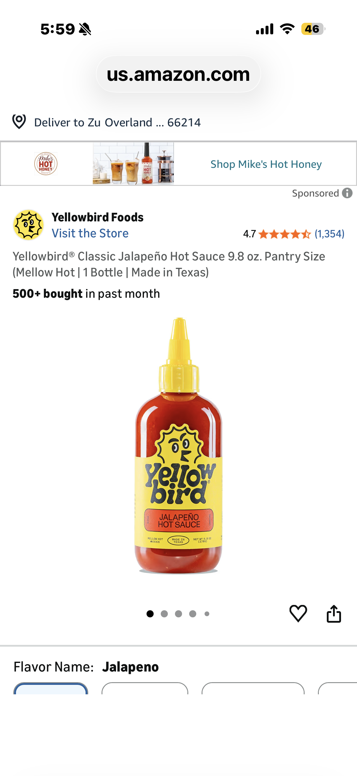 Yellowbird® Classic Jalapeño Hot Sauce 9.8 oz. Pantry Size (Mellow Hot | 1 Bottle | Made in Texas