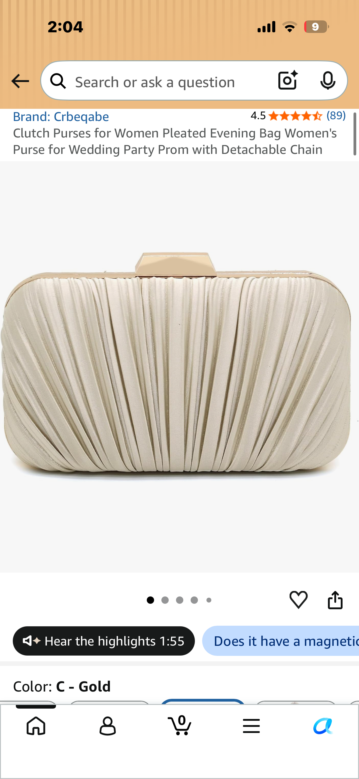 Clutch Purses for Women Pleated Evening Bag Women's Purse for Wedding Party Prom with Detachable Chain