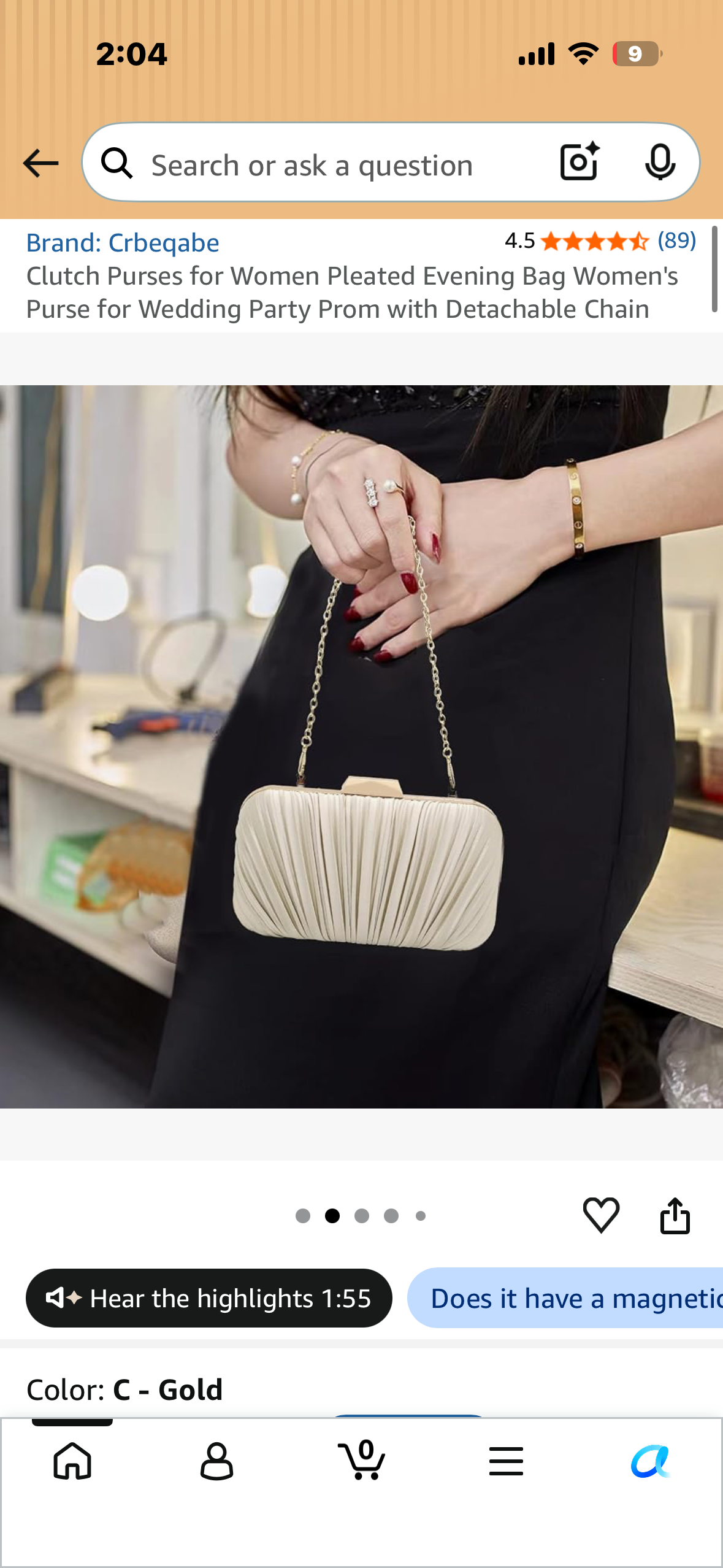Clutch Purses for Women Pleated Evening Bag Women's Purse for Wedding Party Prom with Detachable Chain