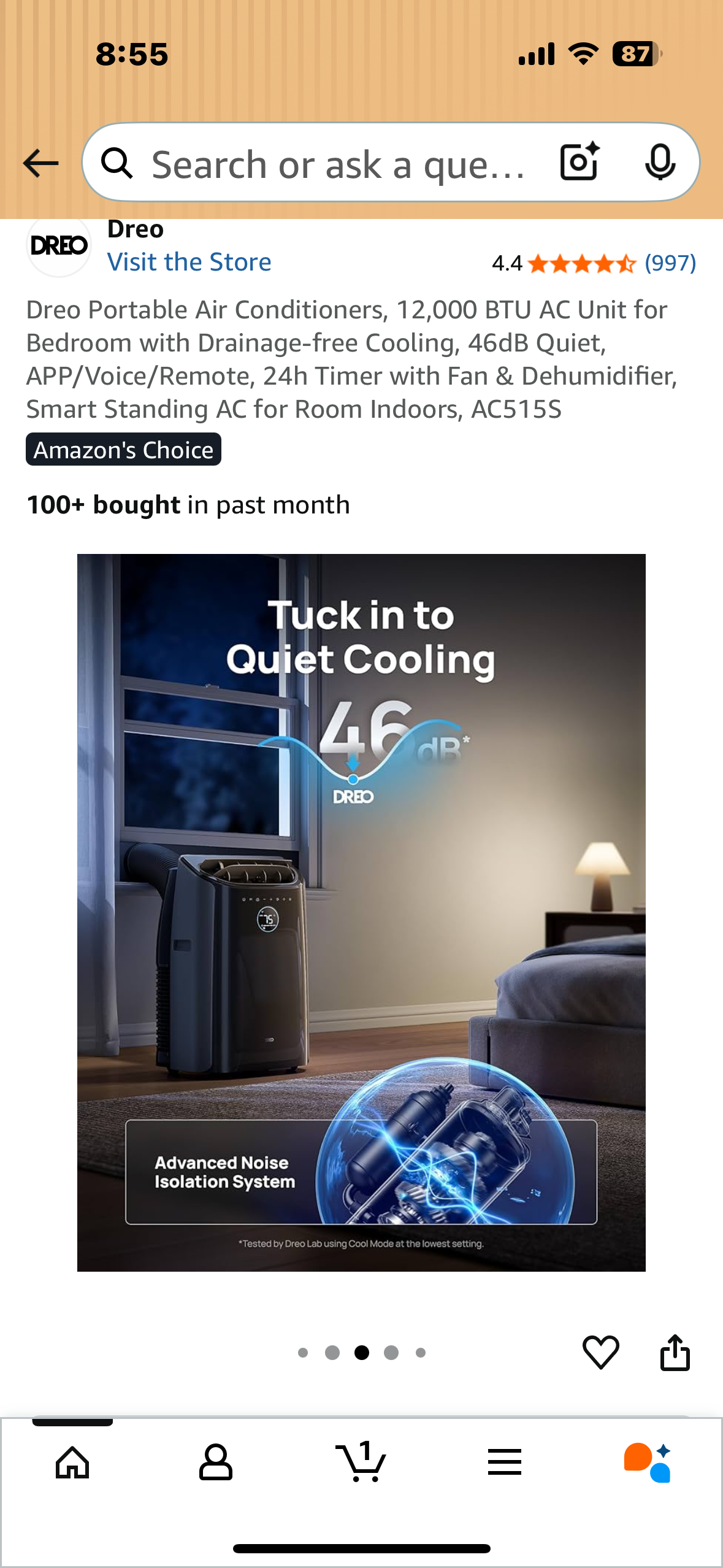 Dreo Portable Air Conditioner, 12,000 BTU AC Unit with Drainage-free Cooling, 46dB Quiet, APP/Voice/Remote, 24h Timer with Fan & Dehumidifier (R689)